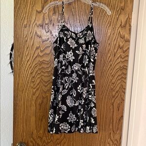 Floral Black and White Mini Dress